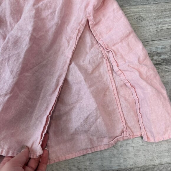 Eileen Fisher pink 100% linen 3/4 sleeve button down tunic size 2X L26 - Picture 4 of 7
